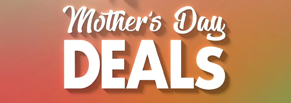 Wireless store Mother’s Day campaign display featuring phone gift bundles, gift cards, and a setup help offer at the counter