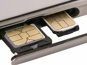 Diagram showing dual SIM phone setup with one physical SIM and one eSIM line for wireless dealers