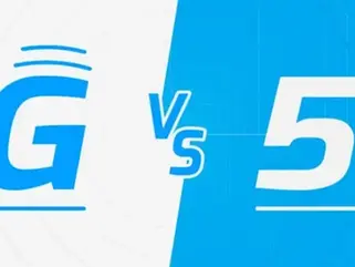 Side-by-side comparison chart showing 4G LTE vs 5G network speeds and coverage for wireless retail customers
