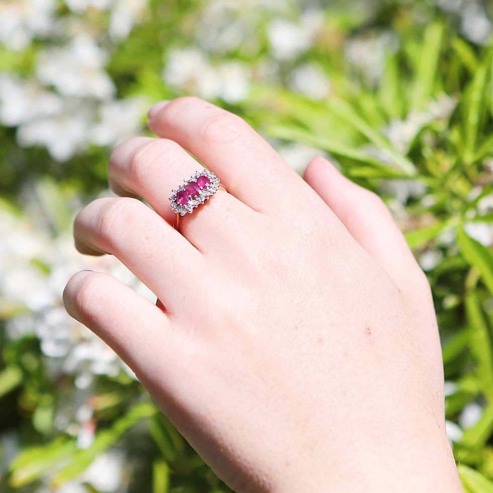 Thumbnail: Ruby and Diamond 9ct Yellow Gold Ring