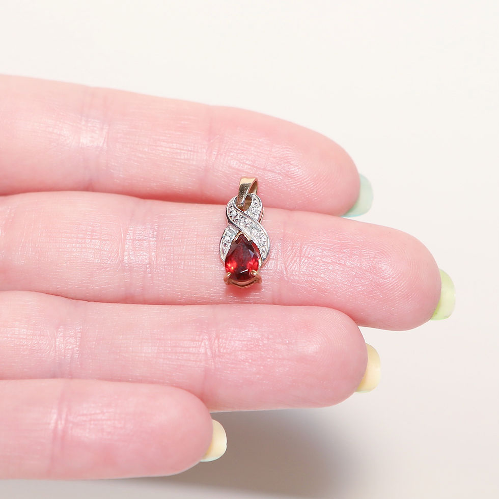 Thumbnail: Garnet and Diamond 9ct Yellow Gold Pendant