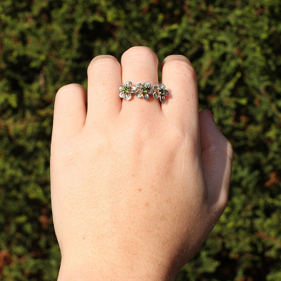Thumbnail: Green Garnet Silver Ring