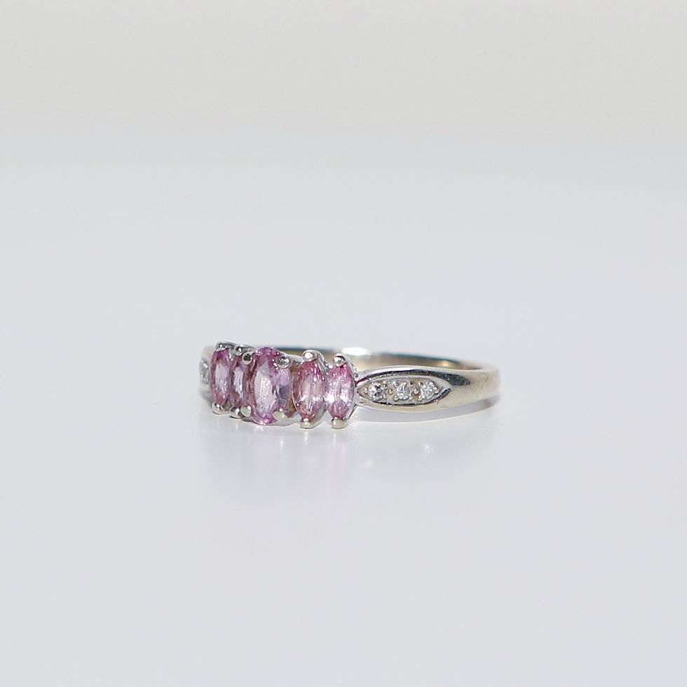 Thumbnail: Pink Sapphire and Diamond 9ct White Gold Ring