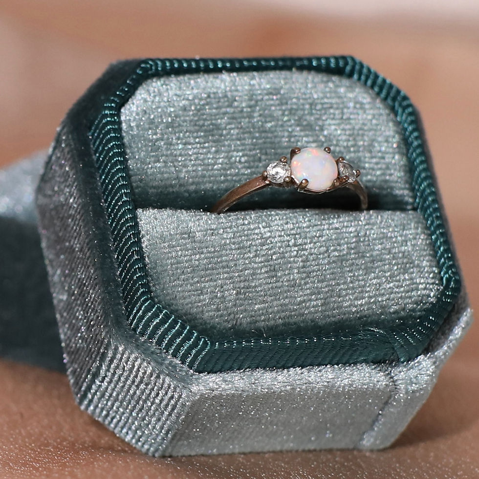 Thumbnail: 14ct Rose Gold, Opal and Diamond Ring
