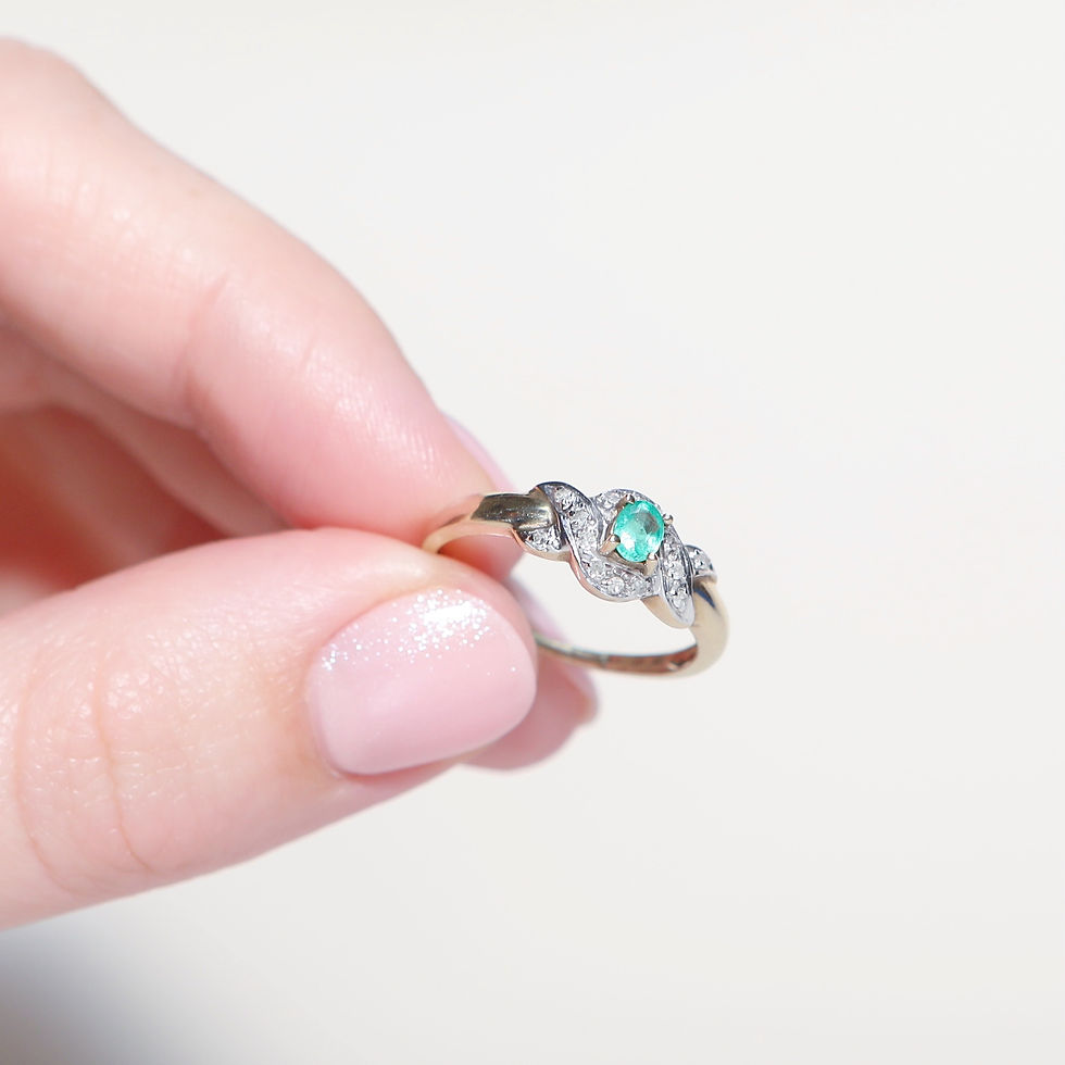 Thumbnail: Emerald and Diamond 9ct Yellow Gold Ring