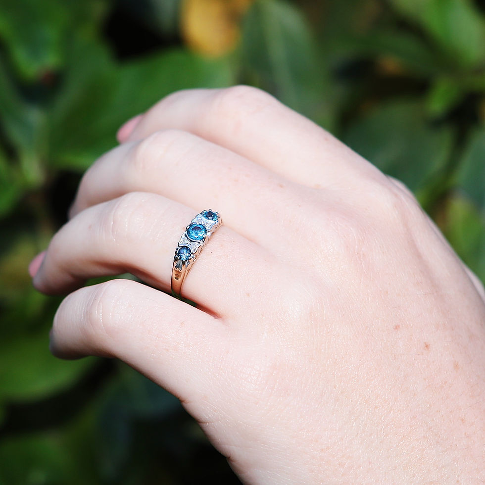 Thumbnail: Blue Topaz and Diamond 9ct Yellow Gold Ring