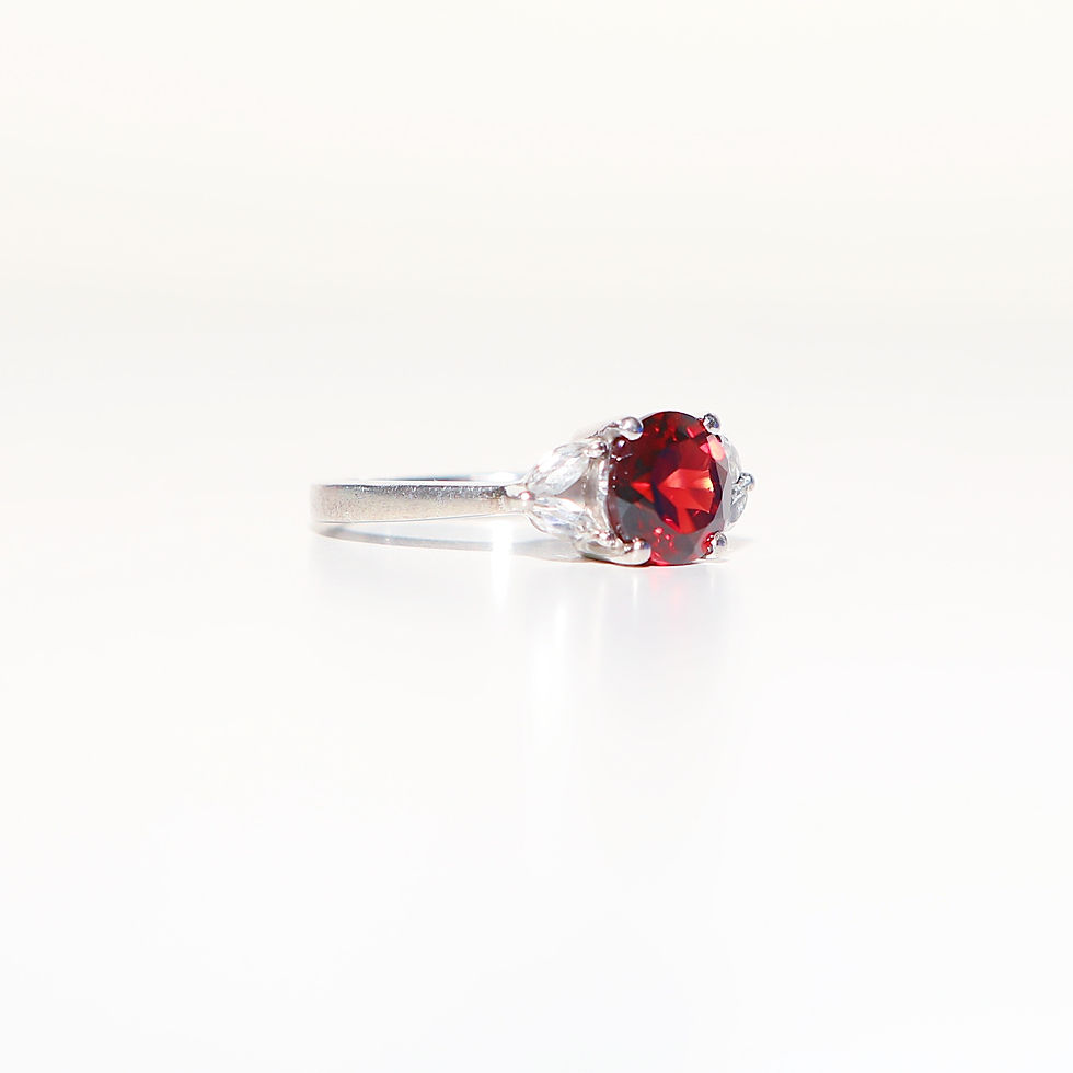 Thumbnail: Garnet and White Spinel Silver Ring