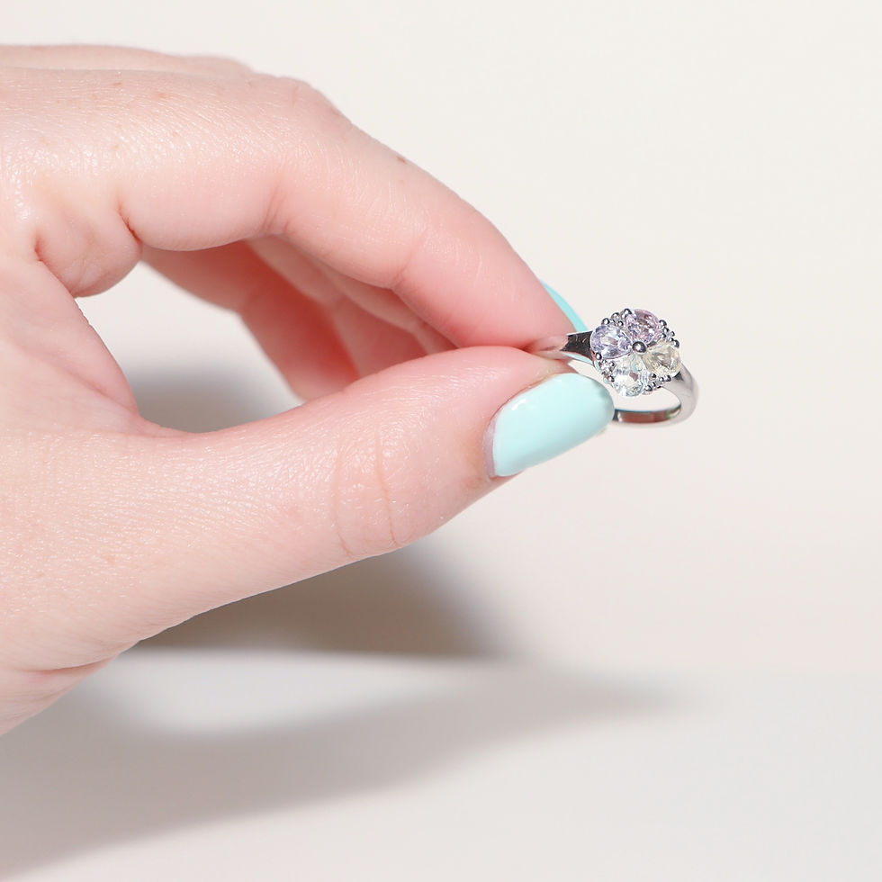 Thumbnail: Rainbow Sapphire and Diamond Silver Ring