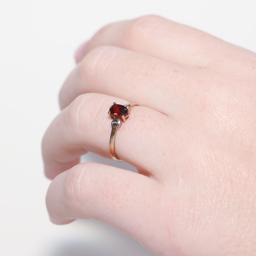 Thumbnail: Garnet 9ct Yellow Gold Ring