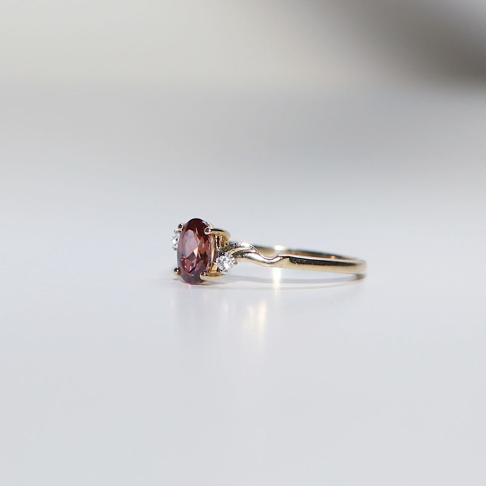 Thumbnail: Pink and White Topaz 10ct Yellow Gold Ring