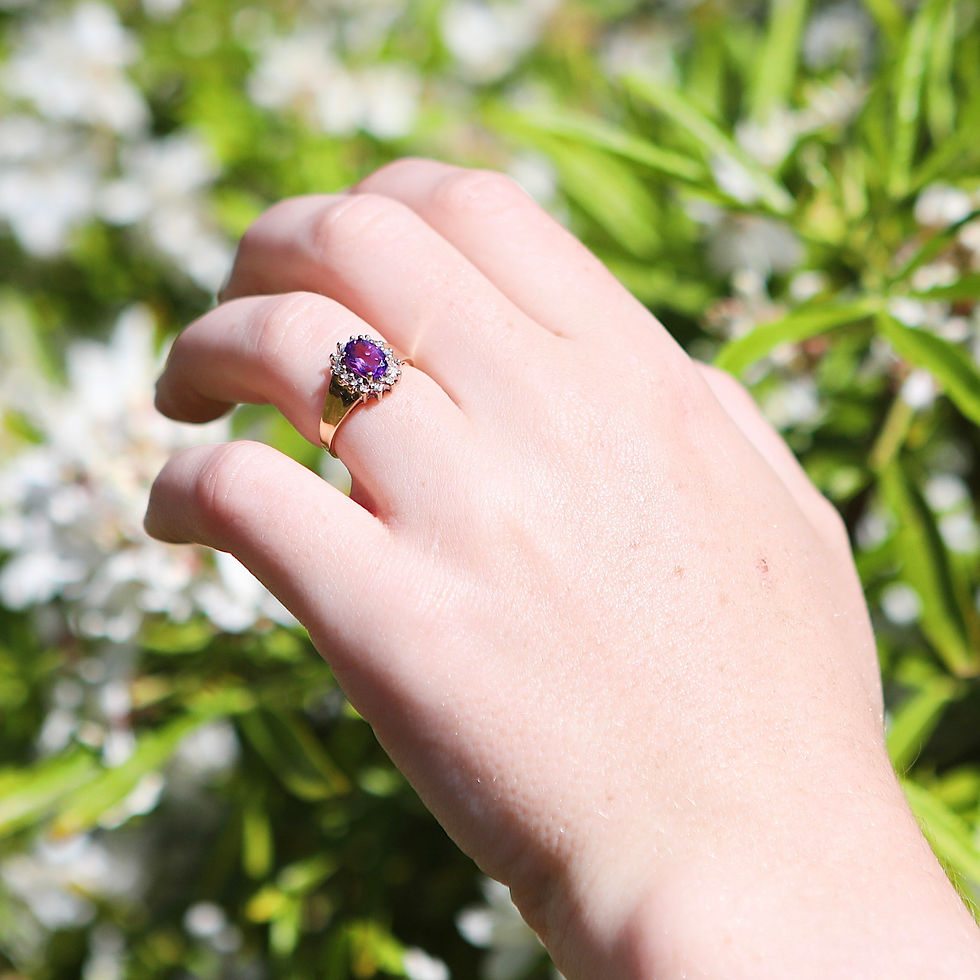 Thumbnail: Amethyst and Diamond 9ct Yellow Gold Ring