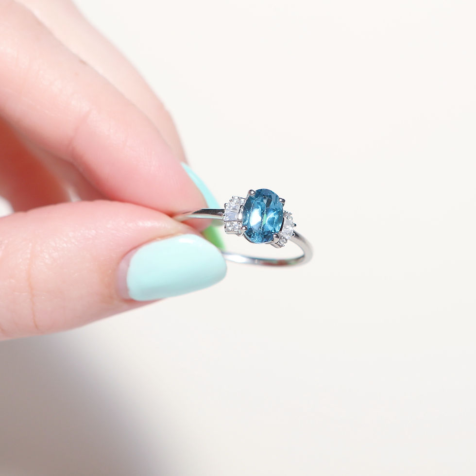 Thumbnail: Blue Topaz and White Zircon Silver Ring