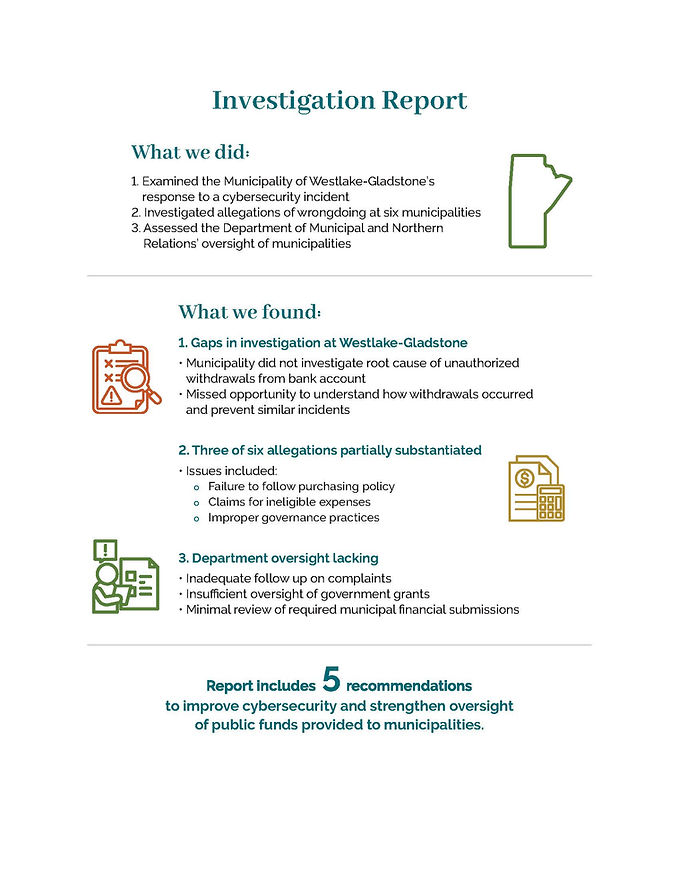 Investigation Report – Manitoba Municipalities and the Department of Municipal and Northern Relations