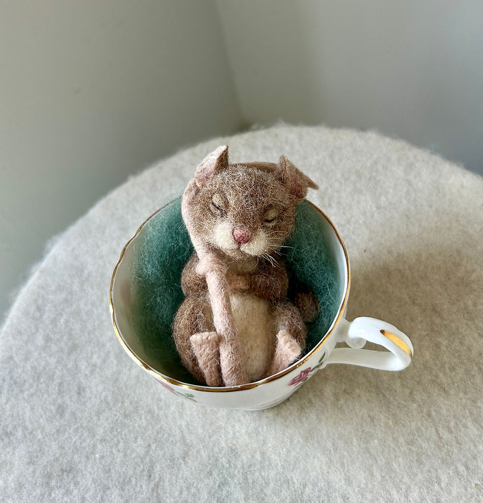 Thumbnail: Needle Felted Mouse in a China Cup