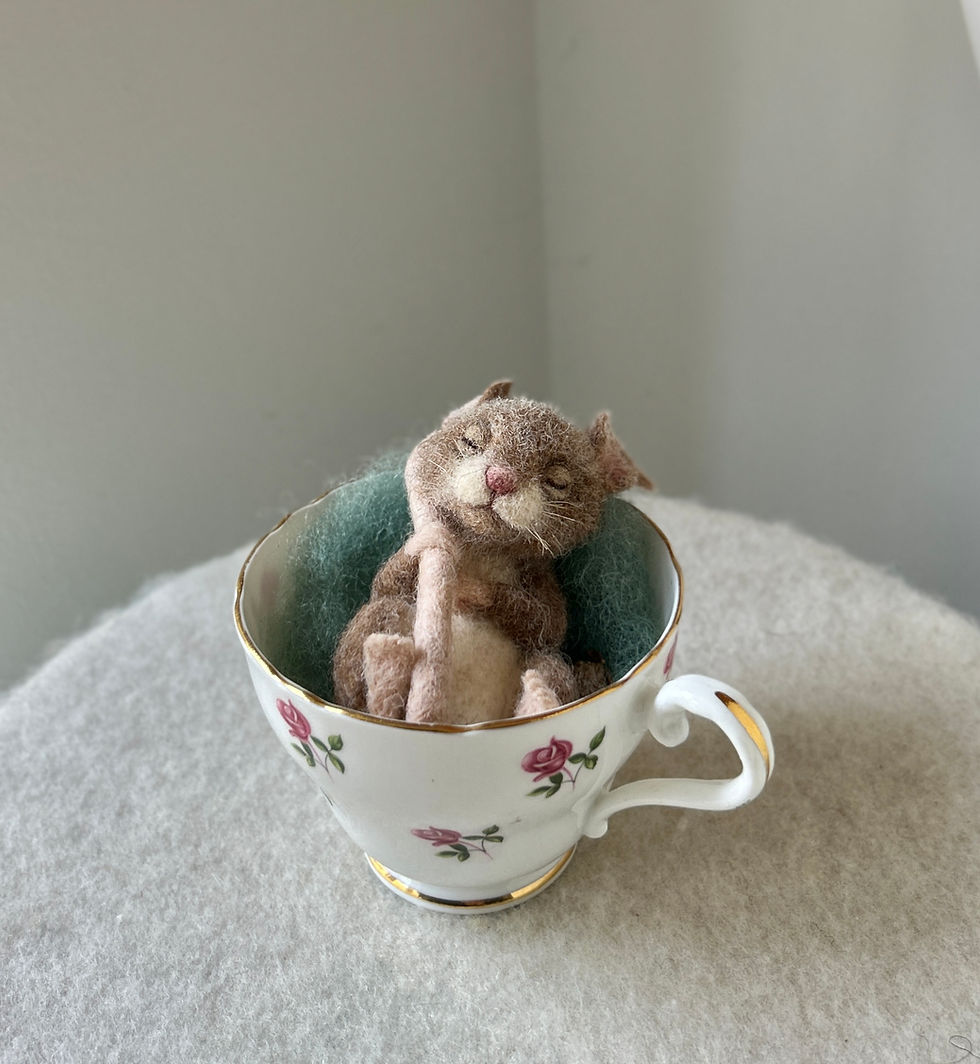 Thumbnail: Needle Felted Mouse in a China Cup