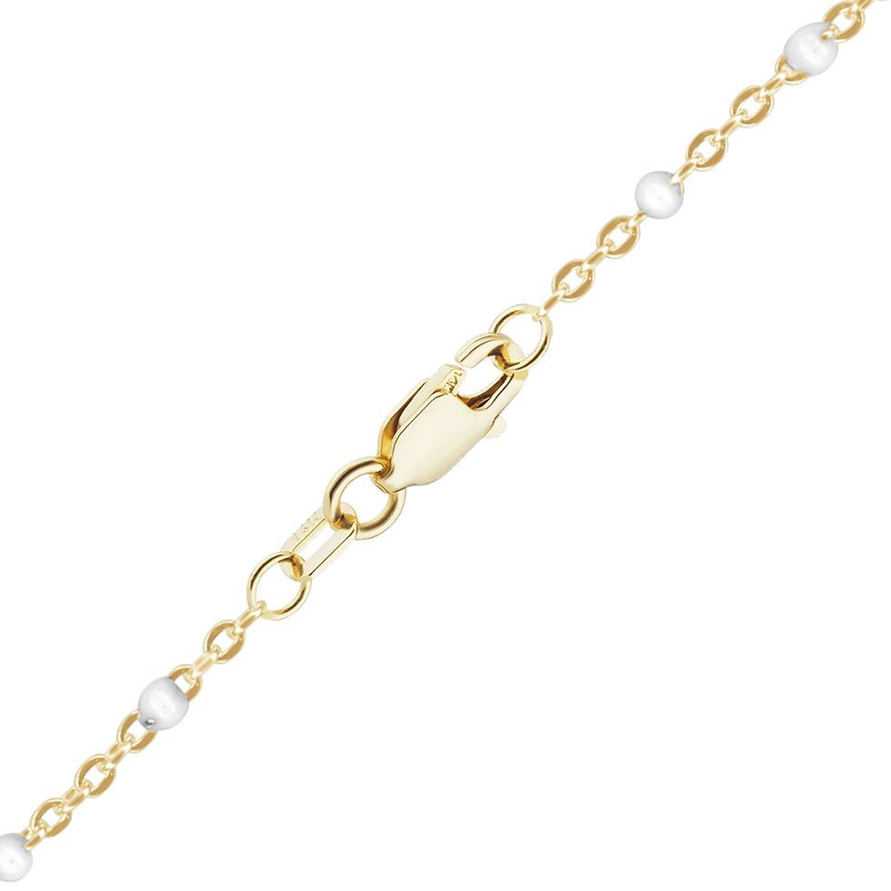 Thumbnail: Solid Gold Cable Bracelet with White Enamel Beads in 14K Yellow Gold (1.20 mm)
