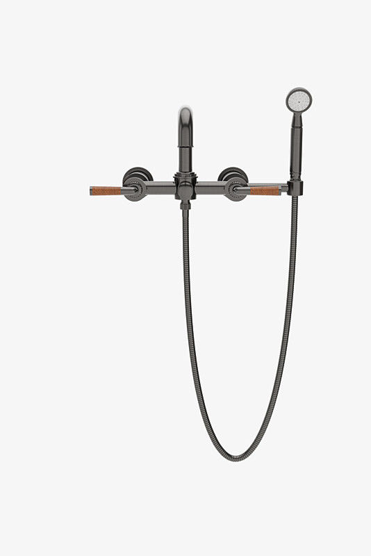 Thumbnail: CXT114 Henry Chronos Wall Mounted Exposed Tub Filler with Handshower and Walnut