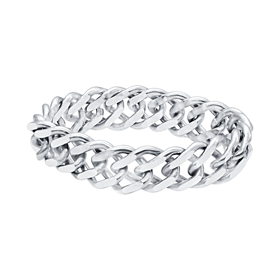 Rambo Chain Ring in Sterling Silver (Sizes 4-12) (3.5 mm - 4.6 mm)