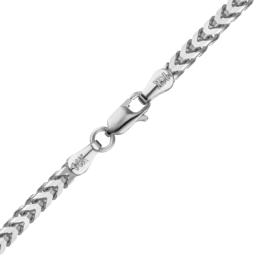 Thumbnail: Solid Gold Franco Foxtail Necklace in 14K White Gold (1.50 mm - 2.50 mm)