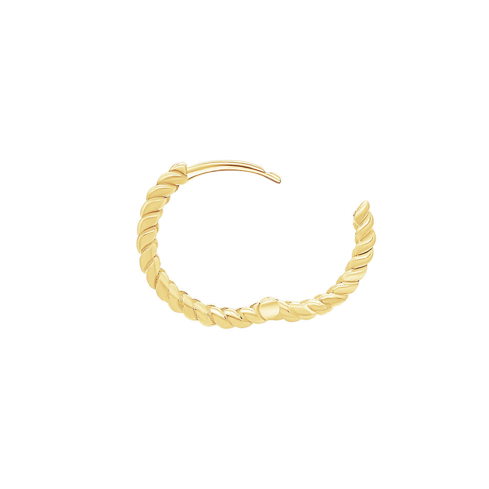Thumbnail: Solid Gold Hoop Earring with Rope Design in 14K Gold (14 mm)