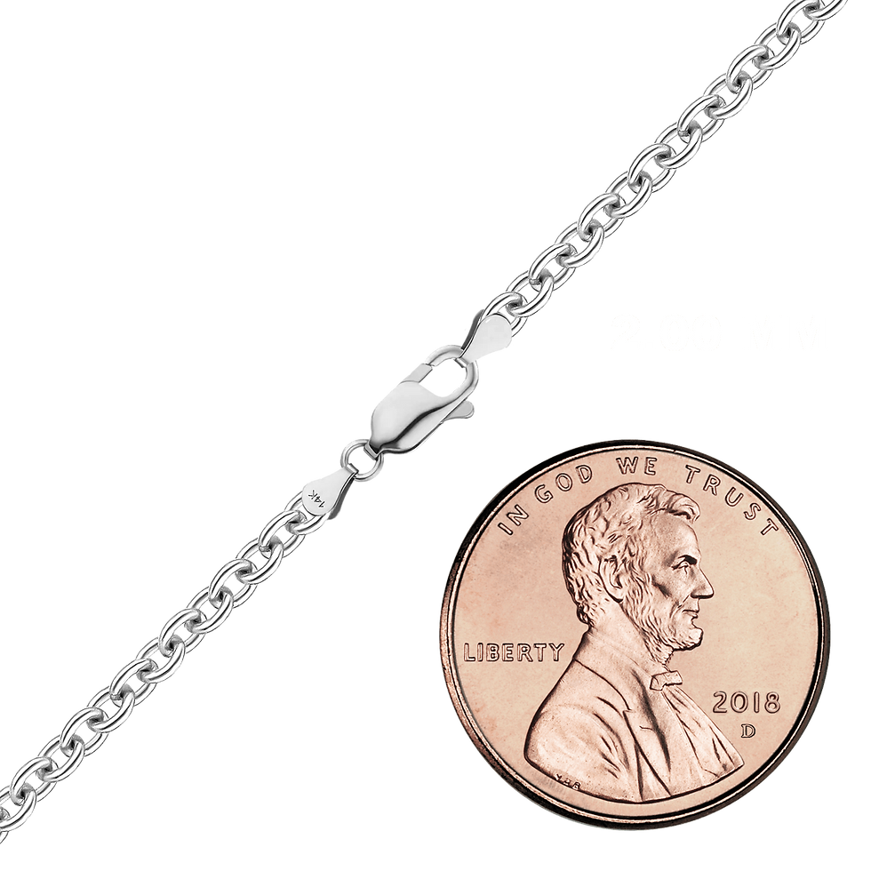 Thumbnail: Solid Gold Medium Round Cable Anklet in 14K White Gold (1.05 mm - 3.25 mm)