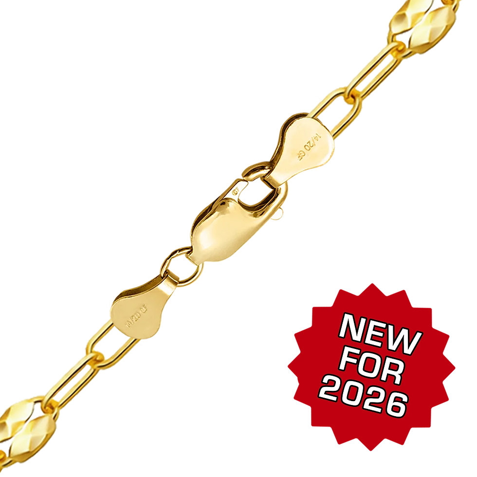 Thumbnail: Textured Alternating Valentino Paperclip Anklet in 14K Gold-Filled (3.30 mm)