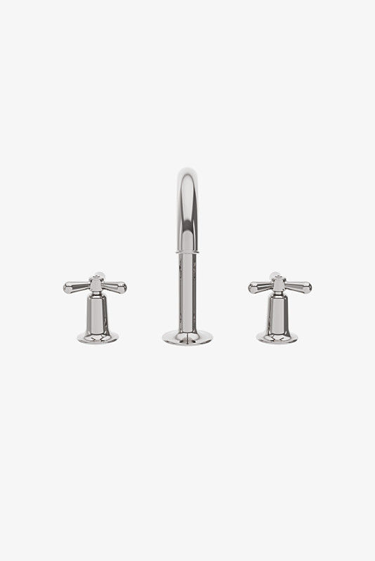 Thumbnail: RRLS21 Riverun Gooseneck Lavatory Faucet with Tri-Spoke Handles