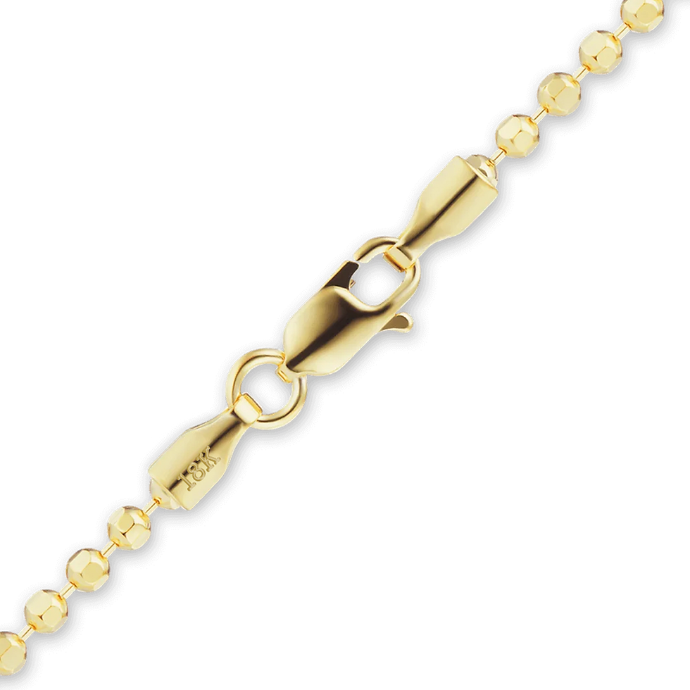 Thumbnail: Solid Gold Diamond Cut Round Bead Necklace in 18K Yellow Gold (1.20 mm - 1.90