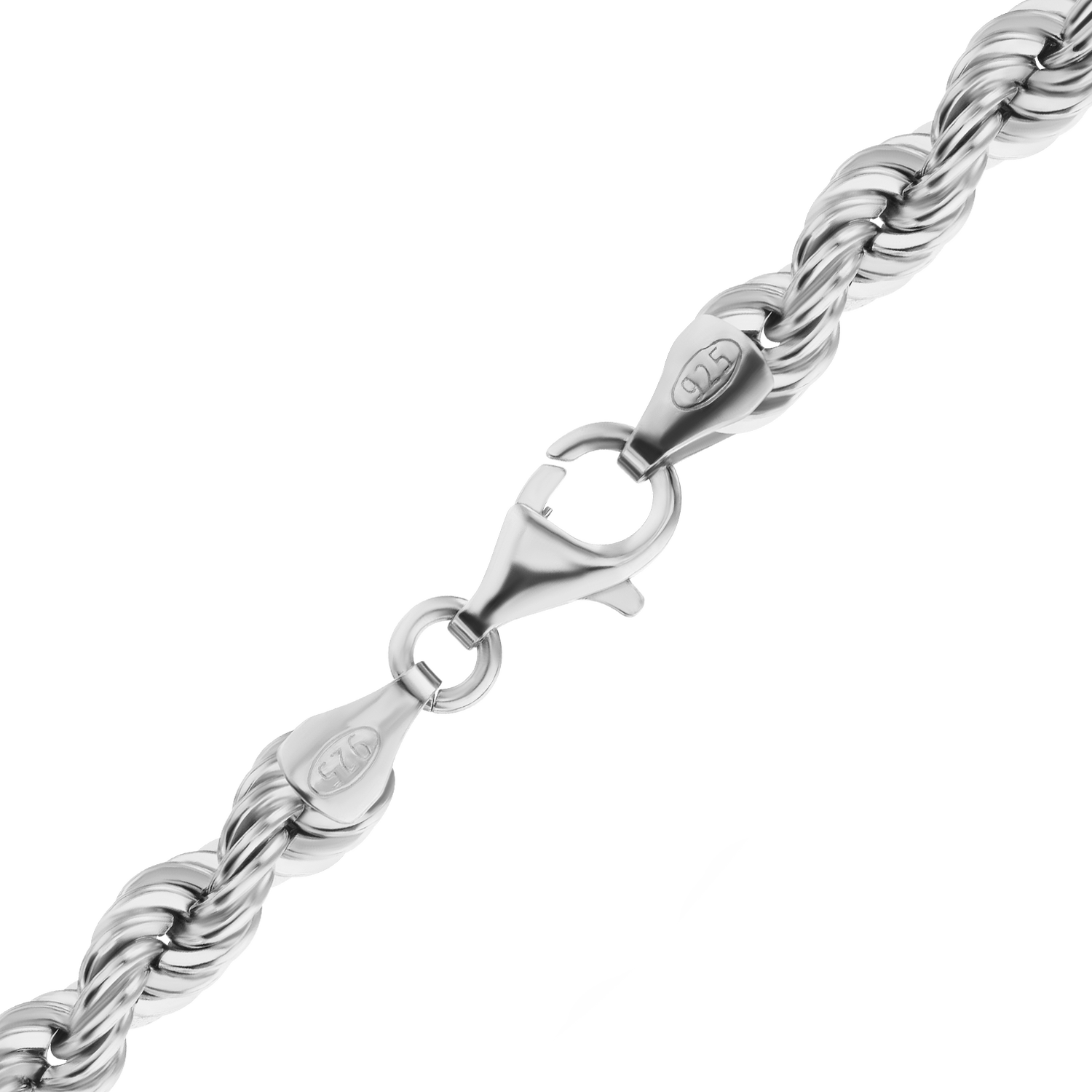 Sterling Silver Handmade Solid Rope Bracelet in Sterling Silver (2.50 mm
