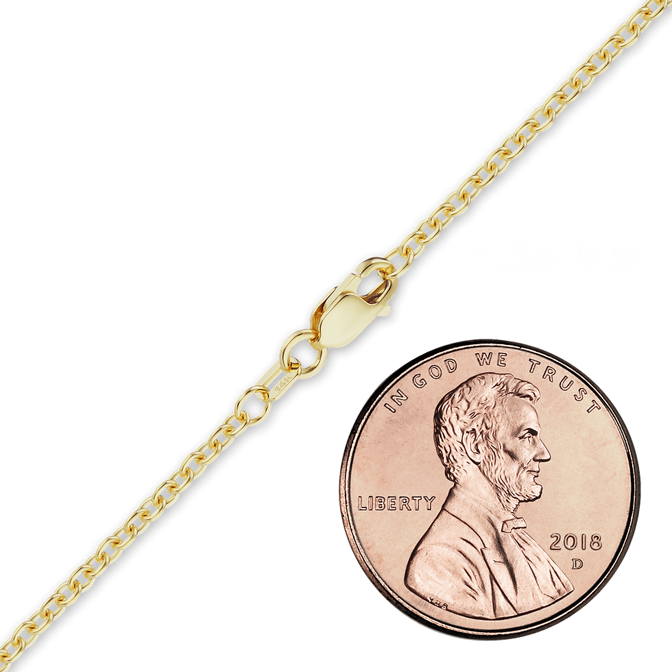 Thumbnail: Solid Gold Medium Round Cable Necklace in 14K Yellow Gold (1.05 mm - 4.05 mm)