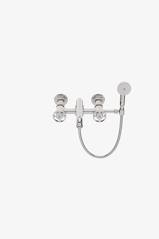 Thumbnail: RWXT20 R.W. Atlas Exposed Wall Mounted Tub Filler with Handshower and Wheel Hand