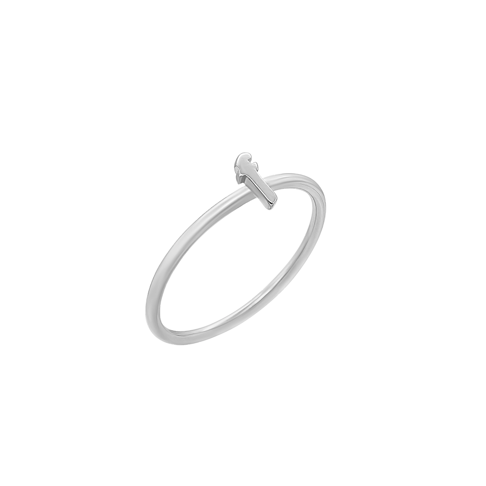 Thumbnail: Sterling Silver Personalized Gothic Initial Ring in Sterling Silver