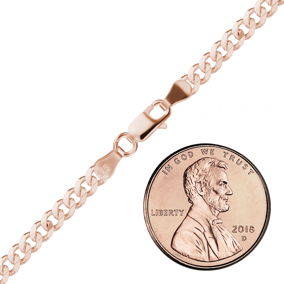 Thumbnail: Sterling Silver Classic Curb Bracelet in Sterling Silver 18K Pink Gold Finish