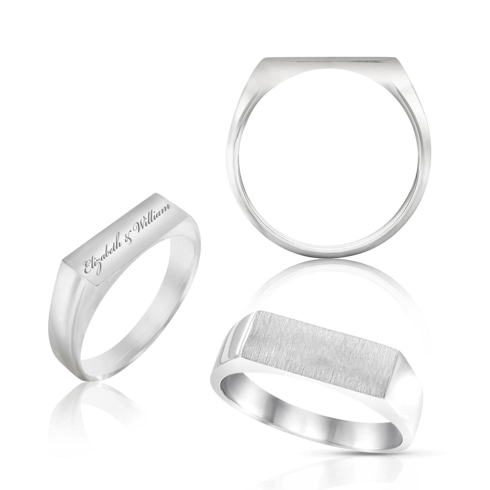 Thumbnail: Sterling Silver Rectangular Signet Rings in Sterling Silver (10 x 6 mm - 15 x