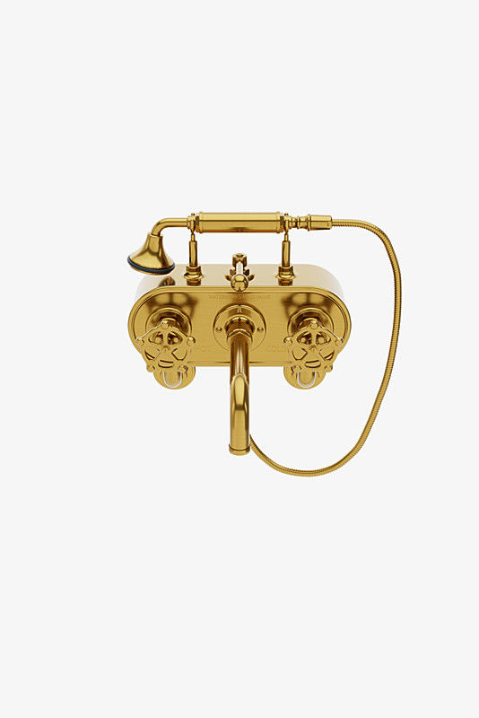Thumbnail: RGXT21 Regulator Exposed Wall Mounted Tub Filler with Handshower and Metal Wheel