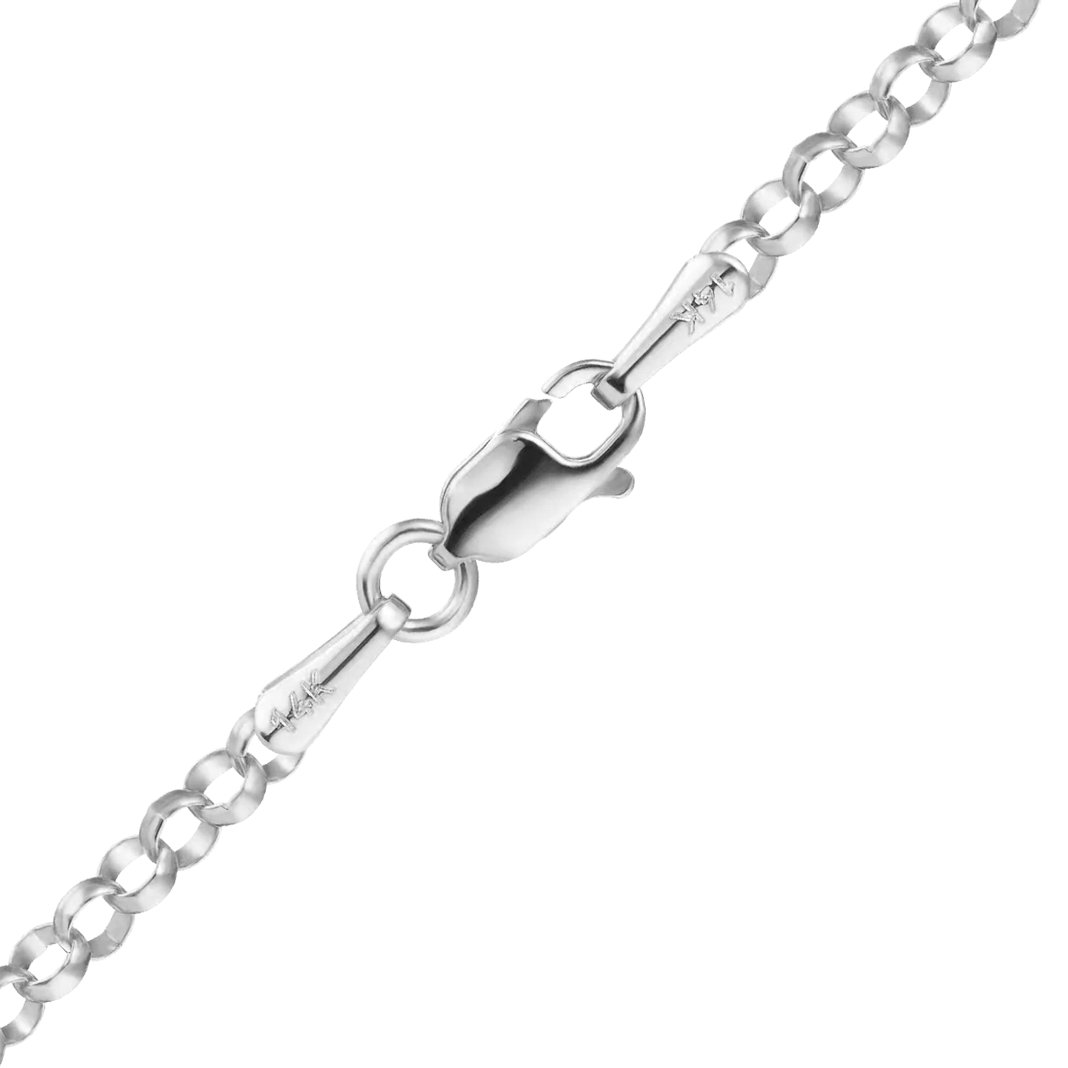 Solid Gold Rolo Anklet in 14K White Gold (1.15 mm - 2.50 mm)