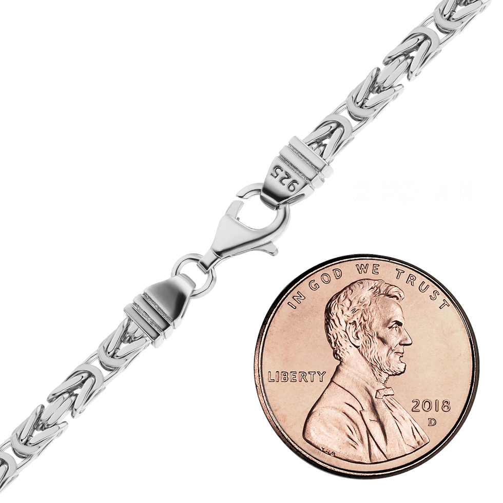 Thumbnail: Sterling Silver Square Byzantine Handmade Anklet in Sterling Silver (3.20 mm