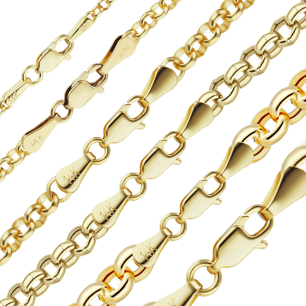 Thumbnail: Solid Gold Semi-Solid Round Rolo Anklet in 14K Yellow Gold (2.50 mm - 8.00 mm)