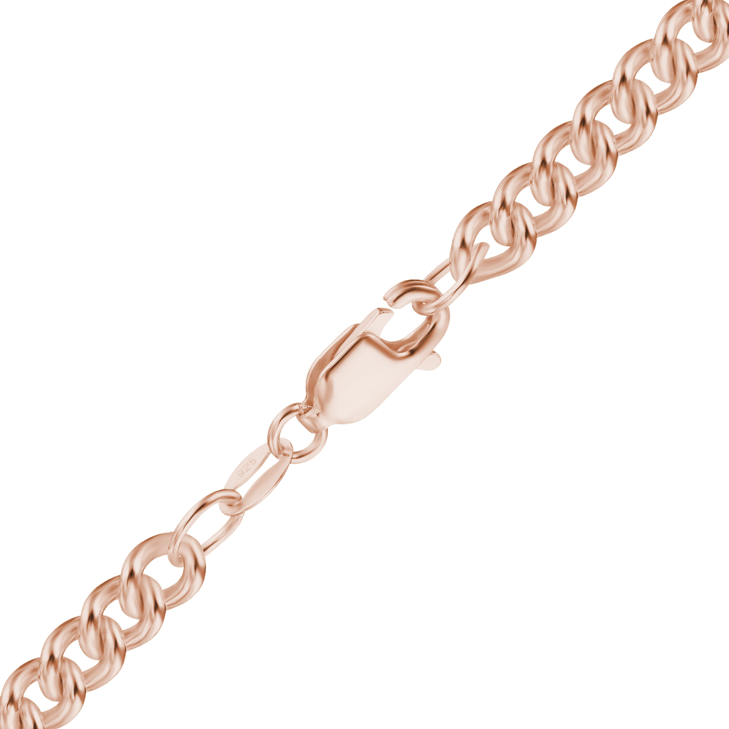 Medium Round Curb Necklace in Sterling Silver 18K Pink Gold Finish