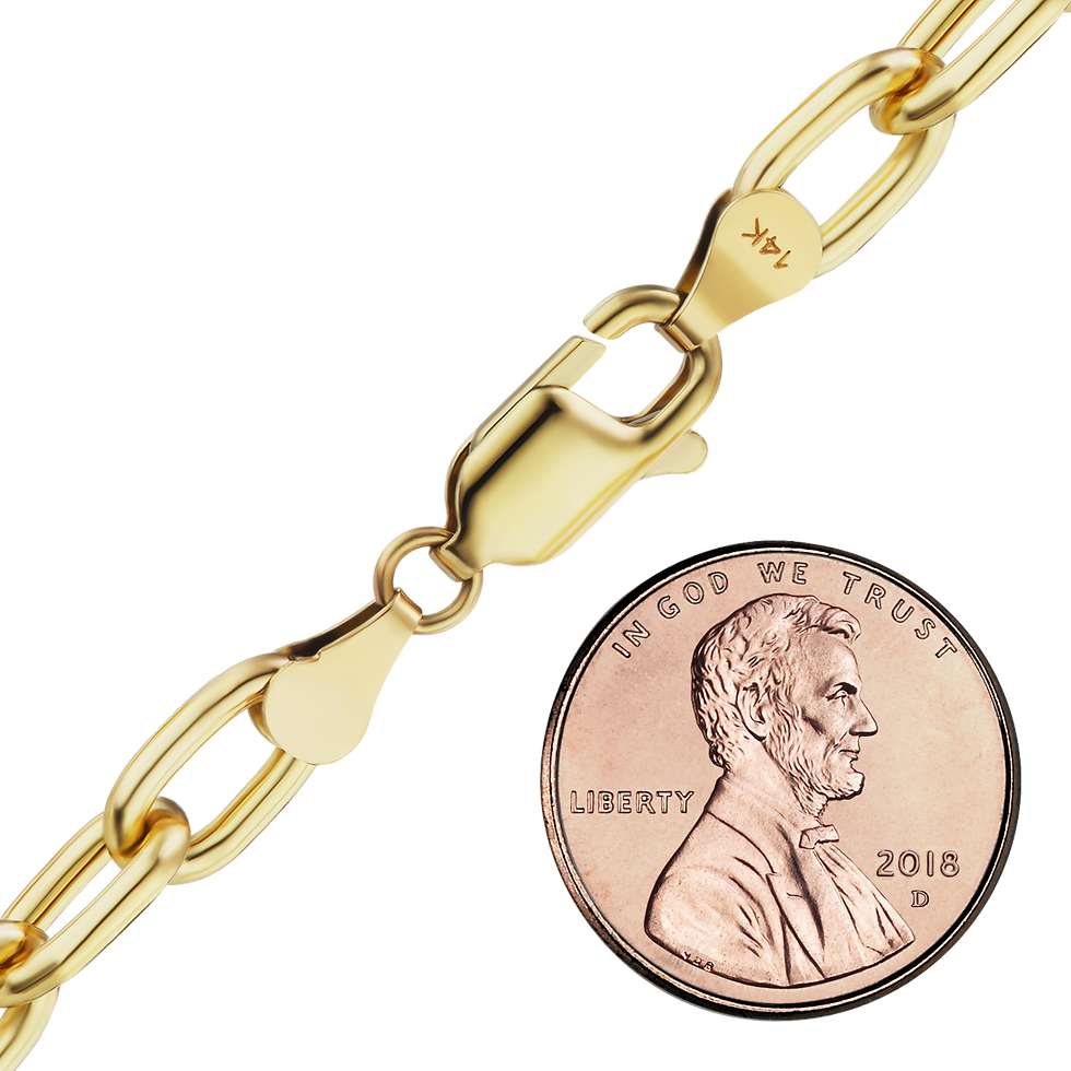 Thumbnail: Solid Gold Elongated Semi-Solid Cable Bracelet in 14K Yellow Gold (1.00 mm