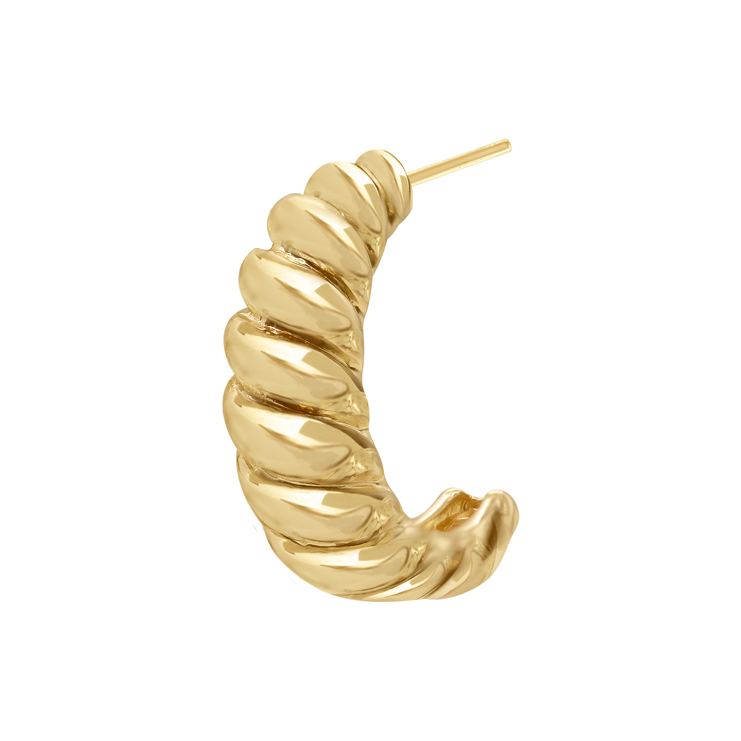 Solid Gold Croissant Hoop Earring in 14K Gold