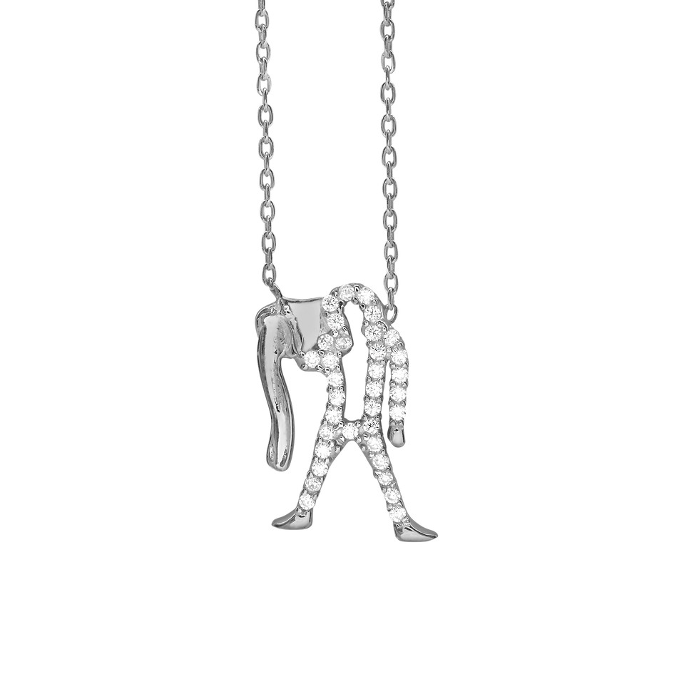 Thumbnail: Sterling Silver Aquarius Necklace with Cubic Zirconia in Sterling Silver (17 x