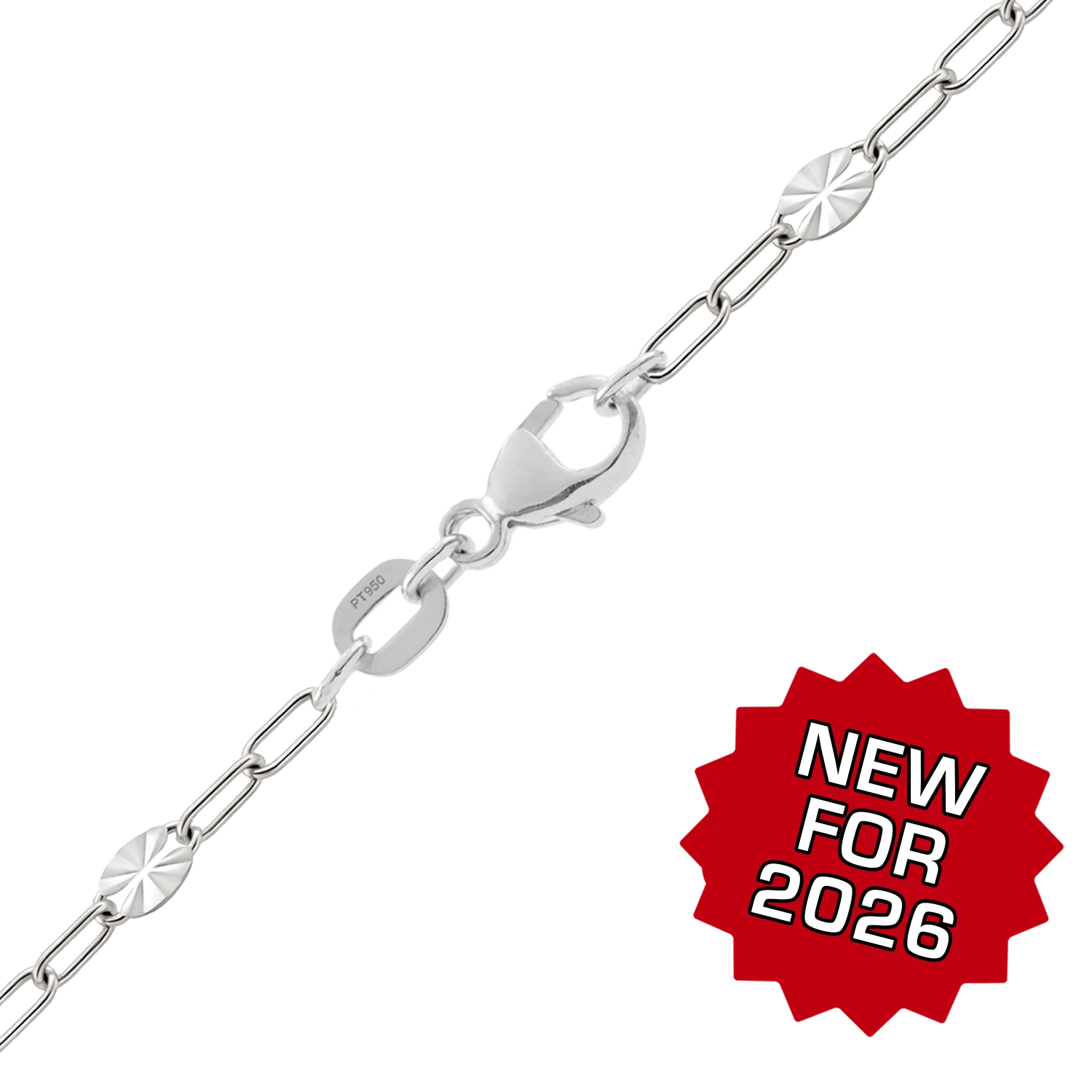 Alternating Paperclip Cable Chain in Platinum (2.40 mm)