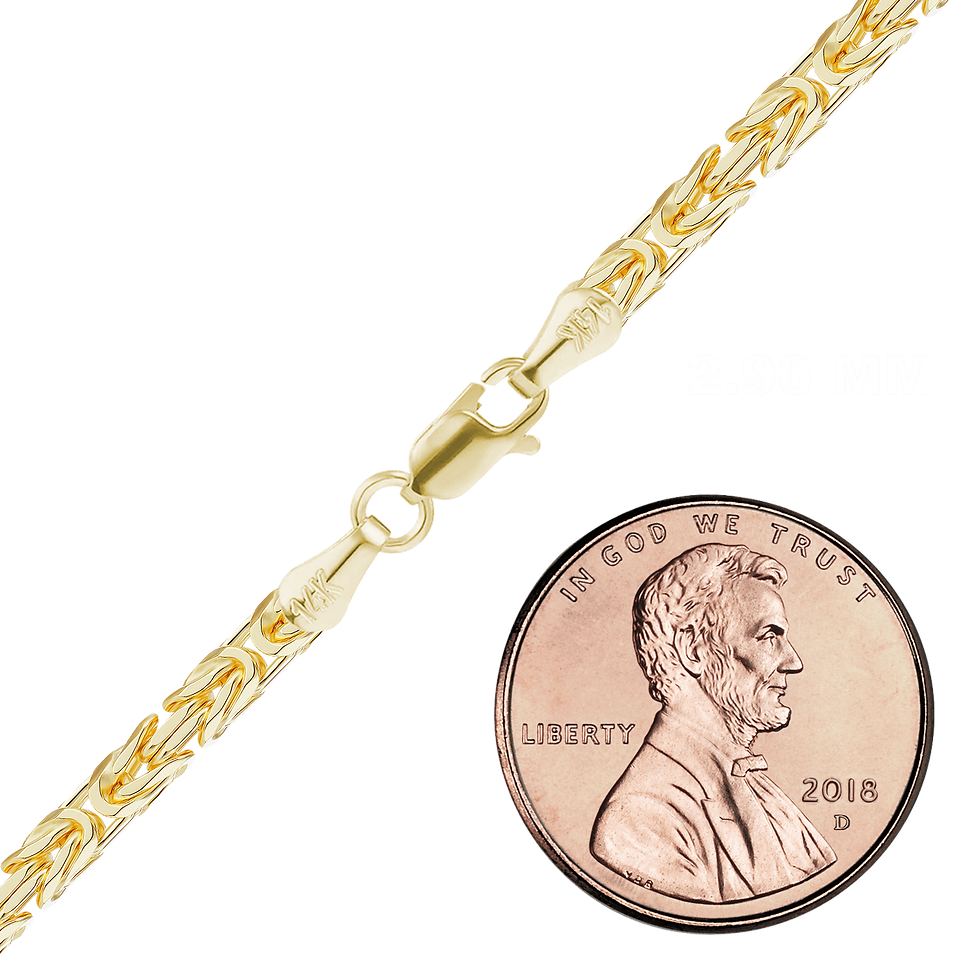 Thumbnail: Solid Gold Handmade Byzantine Anklet in 14K Yellow Gold (2.90 mm)