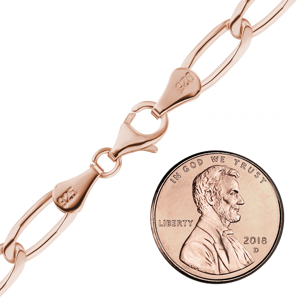 Thumbnail: Sterling Silver Elongated Curb Anklet in Sterling Silver 18K Pink Gold Finish