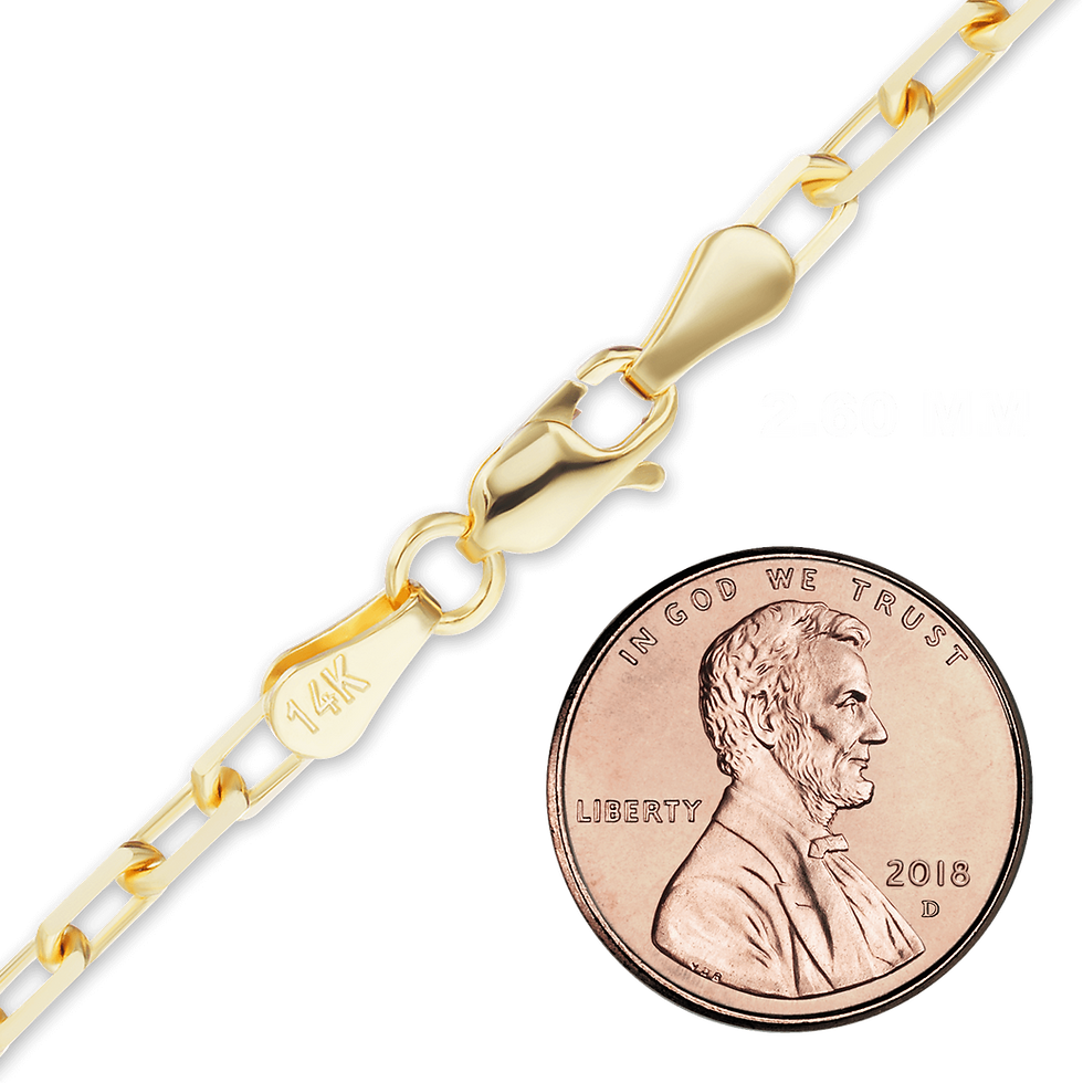 Thumbnail: Solid Gold Elongated Diamond Cut Cable Anklet in 14K Yellow Gold (1.00 mm