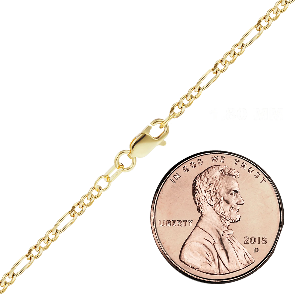 Thumbnail: Solid Gold Classic Figaro Semi-Solid Bracelet in 14K Yellow Gold (1.80 mm