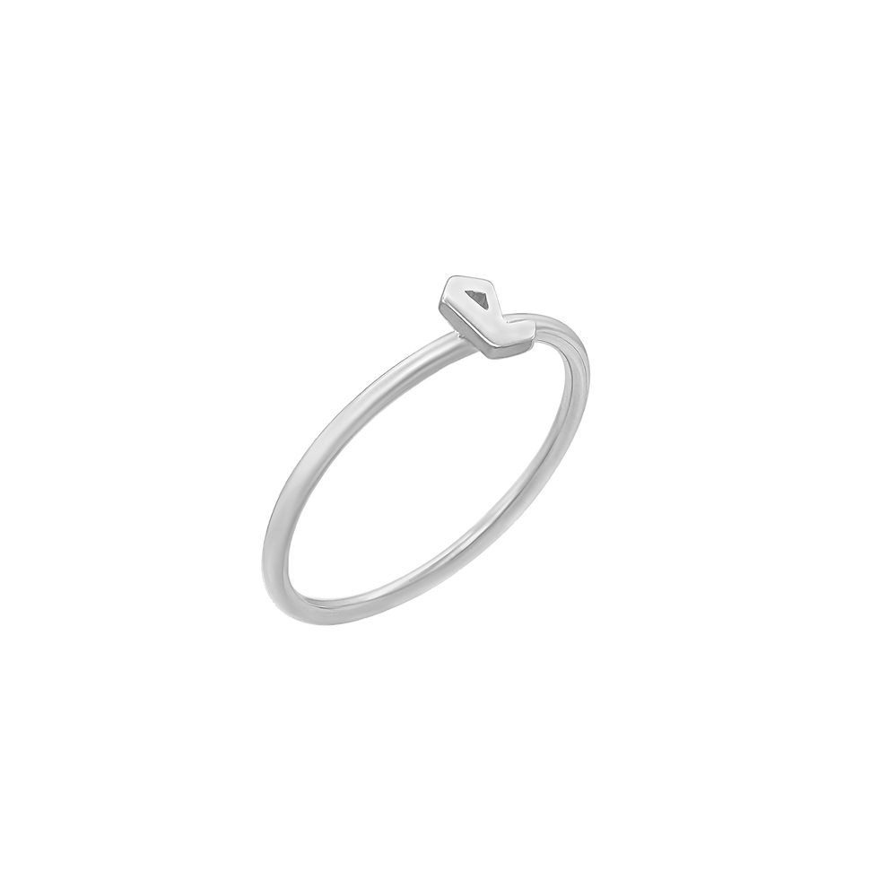 Thumbnail: Sterling Silver Personalized Gothic Initial Ring in Sterling Silver