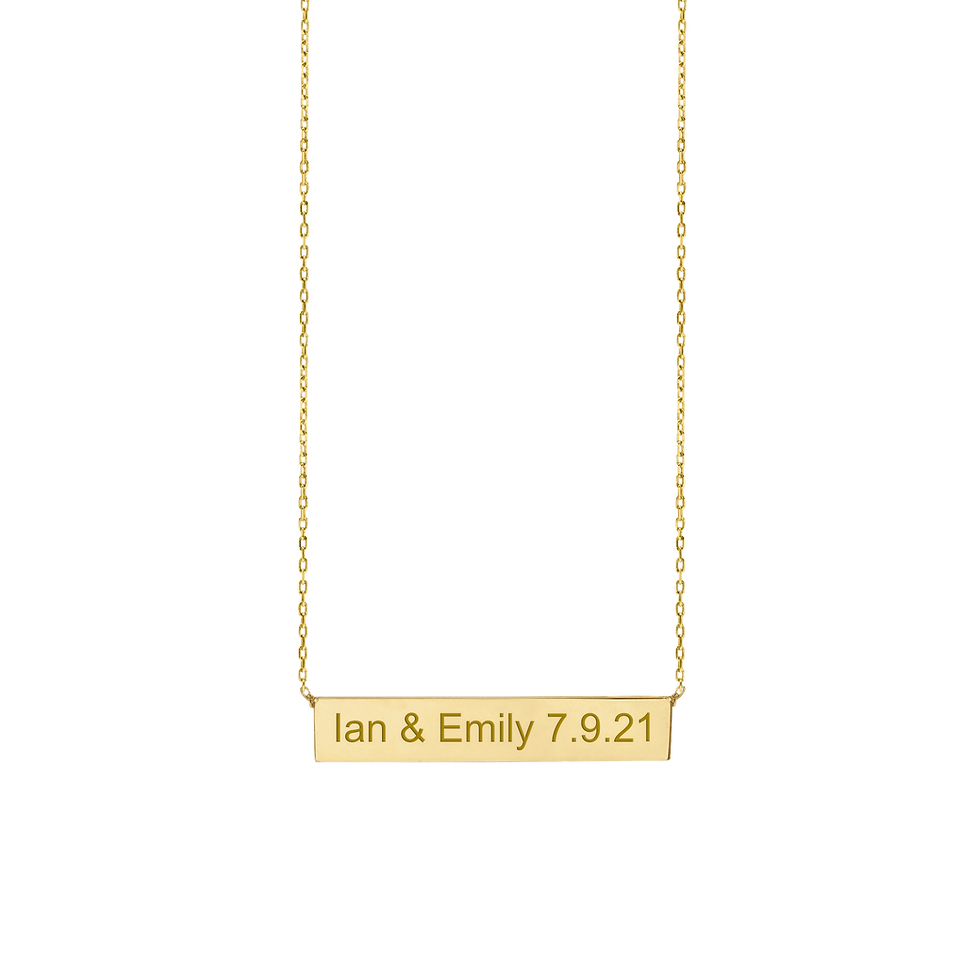 Thumbnail: Solid Gold Personalized Bar Necklace with Optional Engraving in 14K Yellow Gold