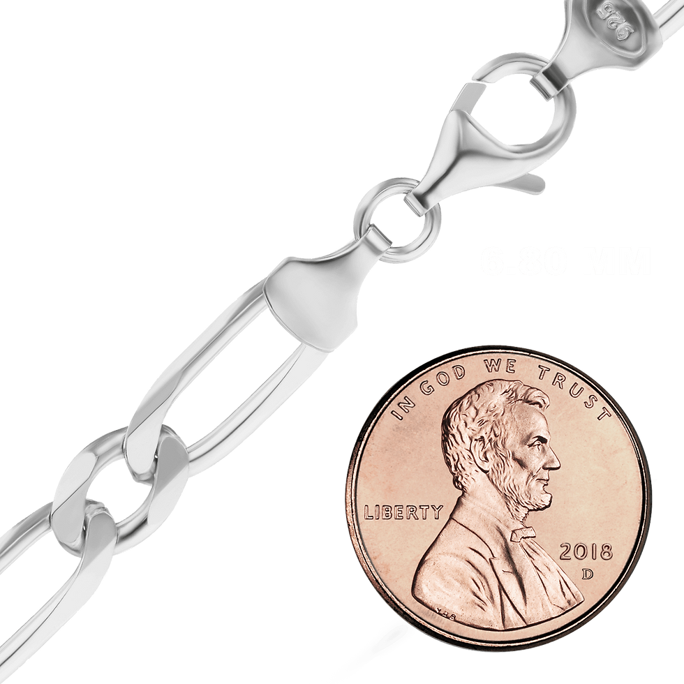 Thumbnail: Single Figaro Necklace in Sterling Silver (5.90 mm - 6.80 mm)